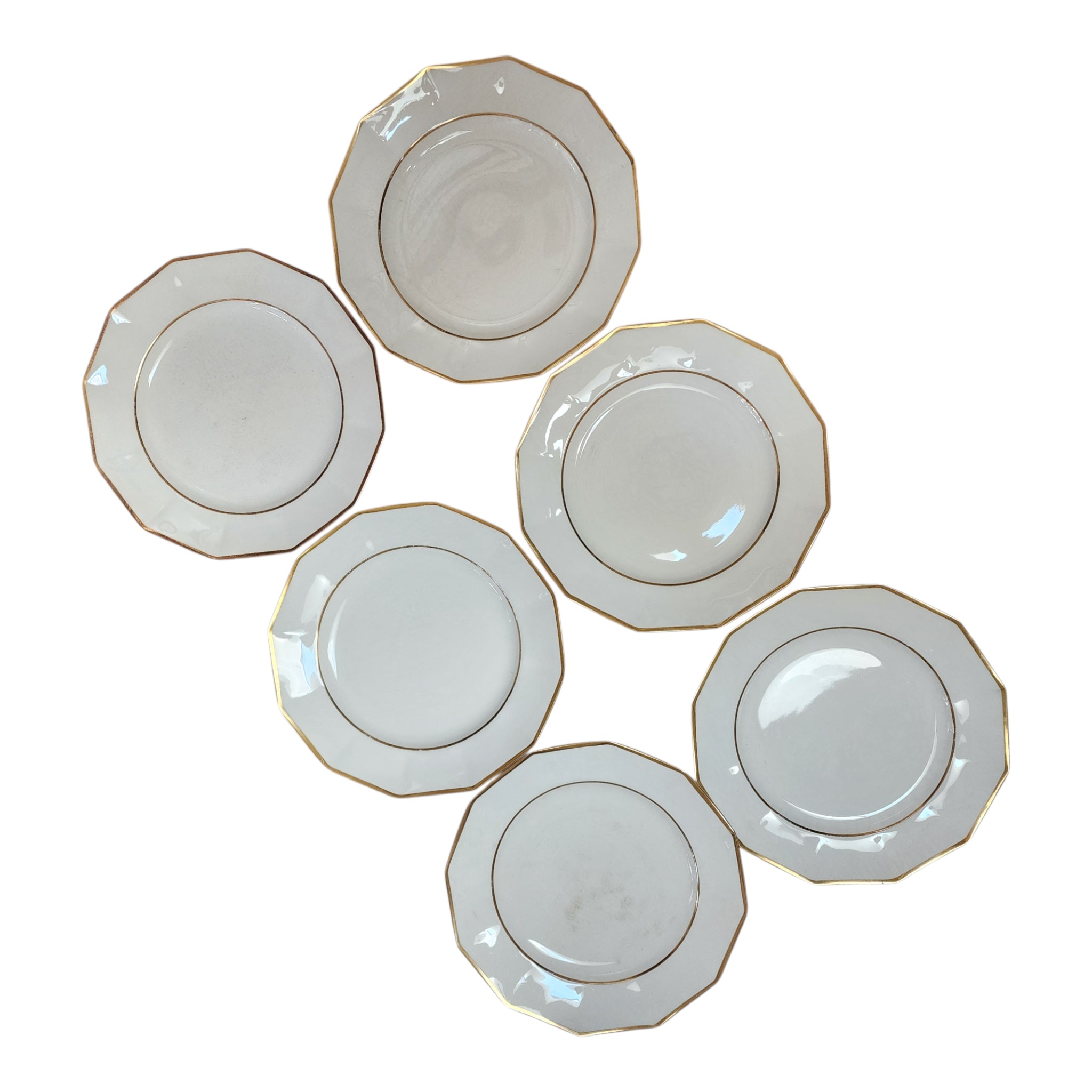 Johnson Bros England Gold Trimmed Octagonal Dinner Plates Set of 6