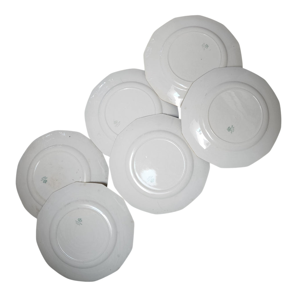 Johnson Bros England Gold Trimmed Octagonal Dinner Plates Set of 6