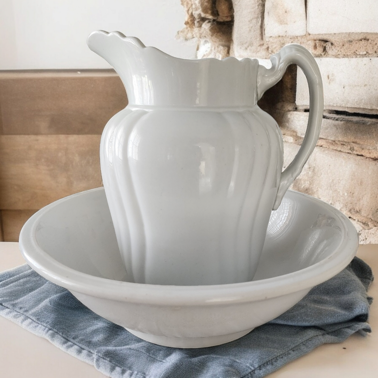 Johnson Bros England Ironstone  All White Pitcher
