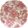 Johnson Bros English Chippendale Red Pink Floral Ironstone Square Cereal Bowl Transferware England
