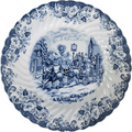 Johnson Brothers Coaching Scenes Blue & White Ironstone Plate Vintage England Transferware