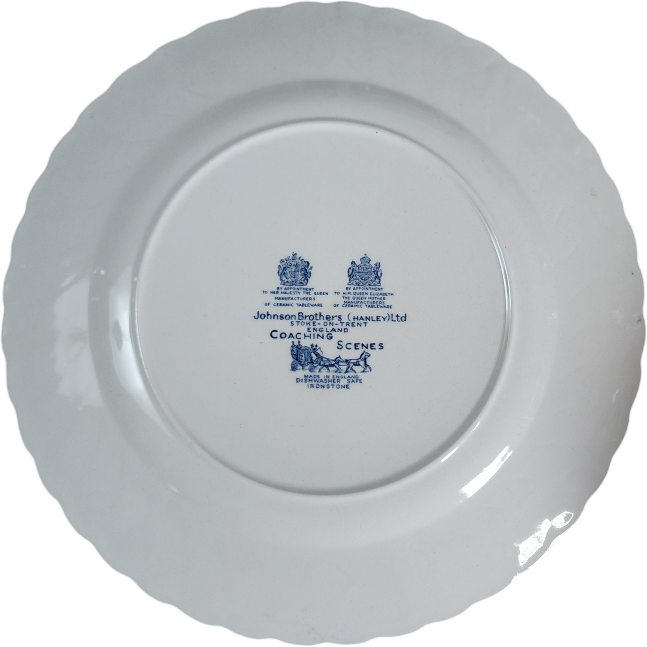 Johnson Brothers Coaching Scenes Blue & White Ironstone Plate Vintage England Transferware