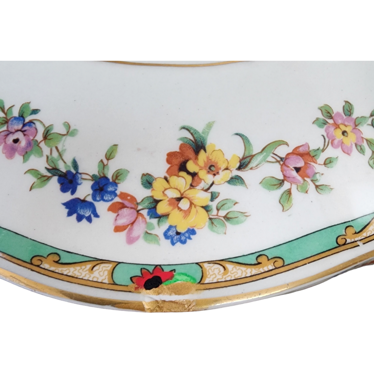 Johnson Brothers Enfield Pareek Multicolor Flowers Green Edge Round Covered Vegetable Bowl