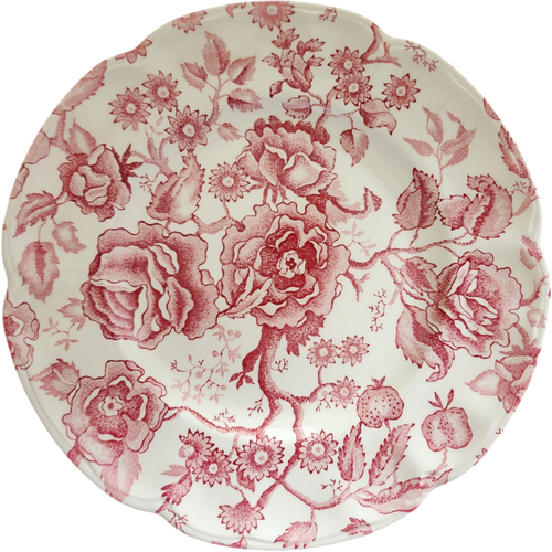 Johnson Brothers English Chippendale Red Transferware Dinner Plate  Vintage Ironstone England