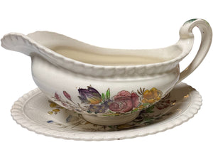 Johnson Brothers Garden Bouquet Gravy Boat & Underplate/Relish Ironstone Floral England