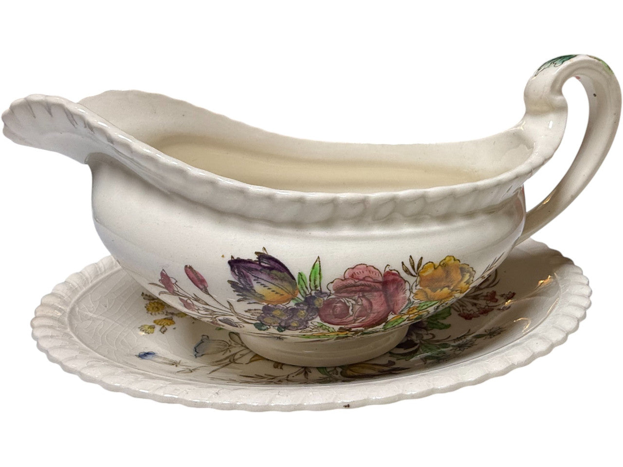 Johnson Brothers Garden Bouquet Gravy Boat & Underplate Relish Ironstone Floral  England