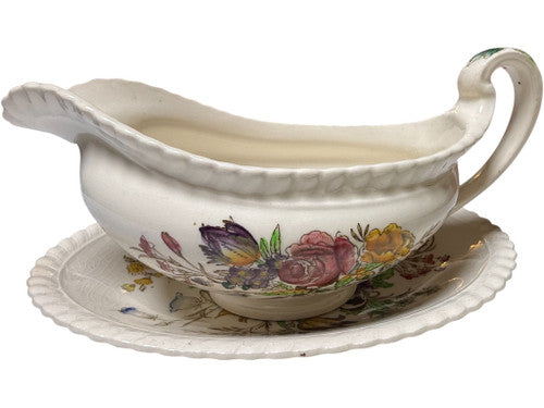 Johnson Brothers Garden Bouquet Gravy Boat & Underplate/Relish Ironstone Floral England