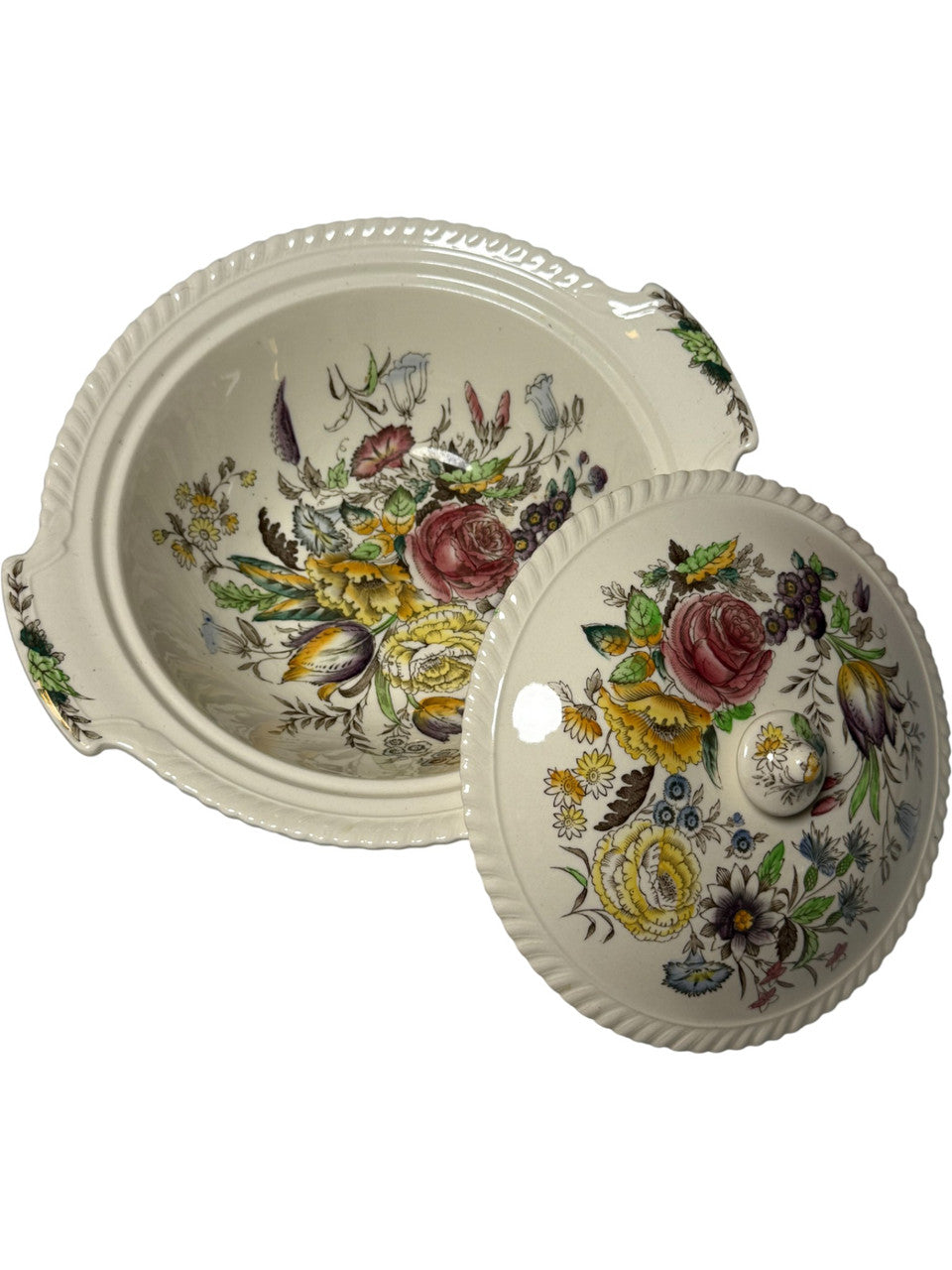 Johnson Brothers Garden Bouquet Covered Vegetable Dish with Lid Vintage Ironstone Floral Tureen England
