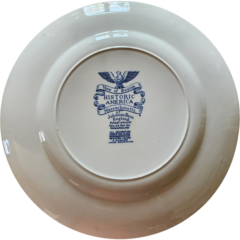 Johnson Brothers Historic America Blue Dinner Plate View Boston