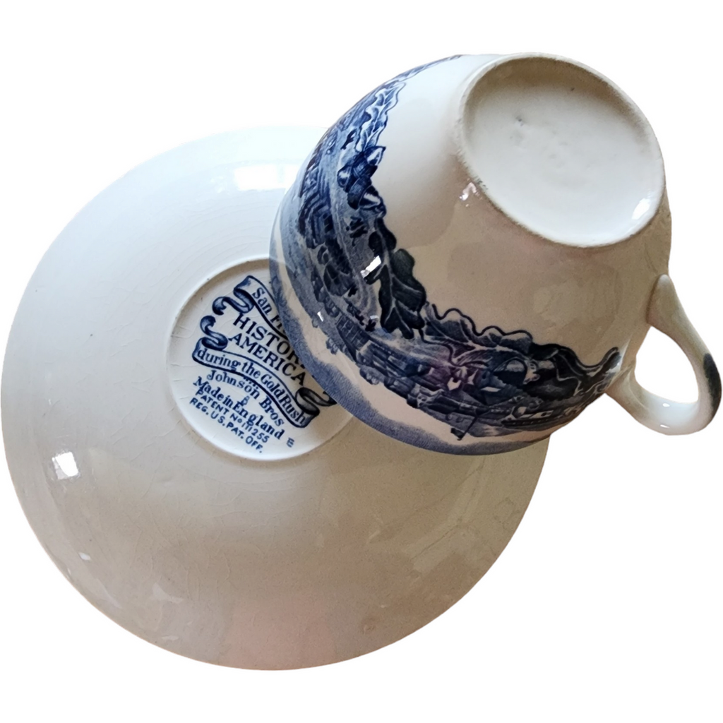 Johnson Brothers Historic America Blue  Flat Cup & Saucer Set