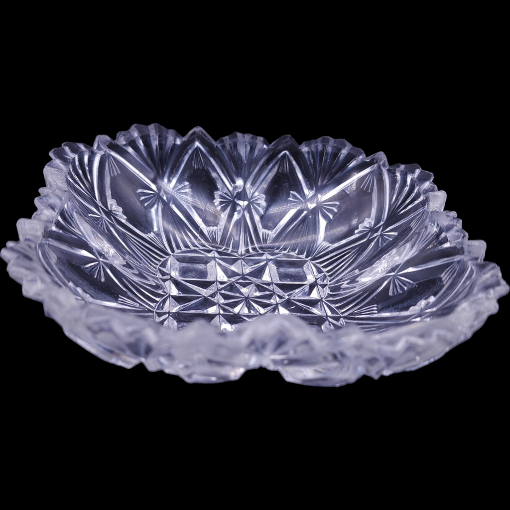 Jones Cavitt and Co Diamond Fan Pressed Glass Square Fruit Bowl