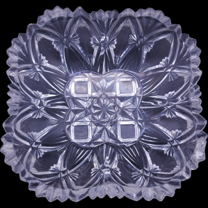 Jones Cavitt and Co Diamond Fan Pressed Glass Square Fruit Bowl