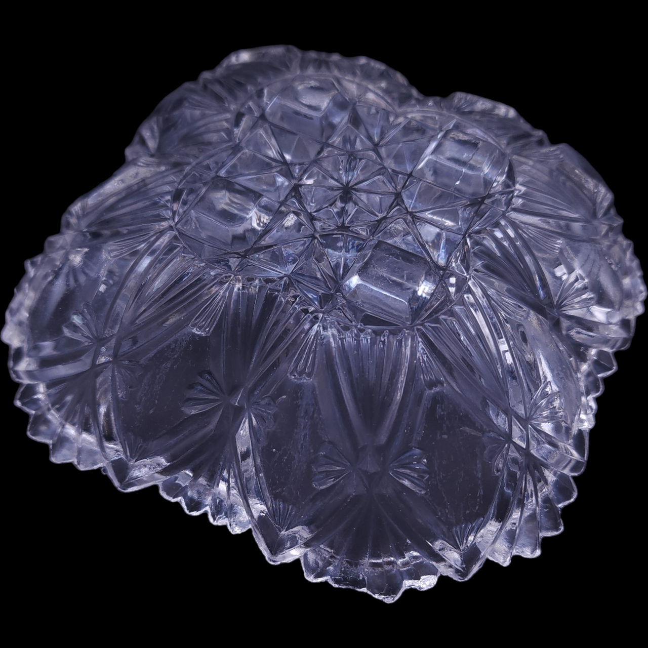 Jones Cavitt and Co Diamond Fan Pressed Glass Square Fruit Bowl