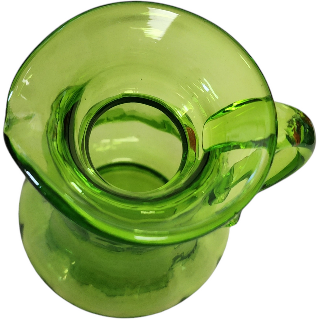 Kanawha Art Hand Blown Glass Green Mini Cream Pitcher Vase