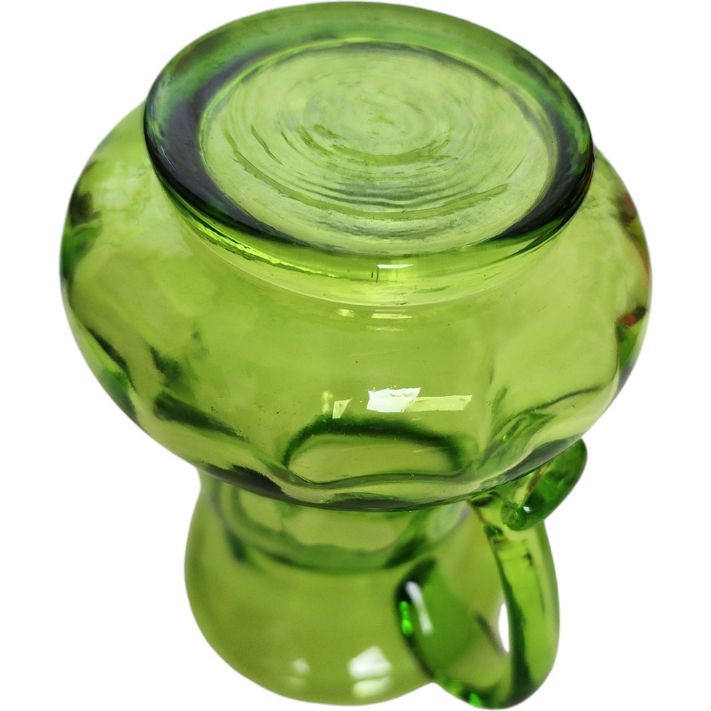 Kanawha Art Hand Blown Glass Green Mini Cream Pitcher Vase