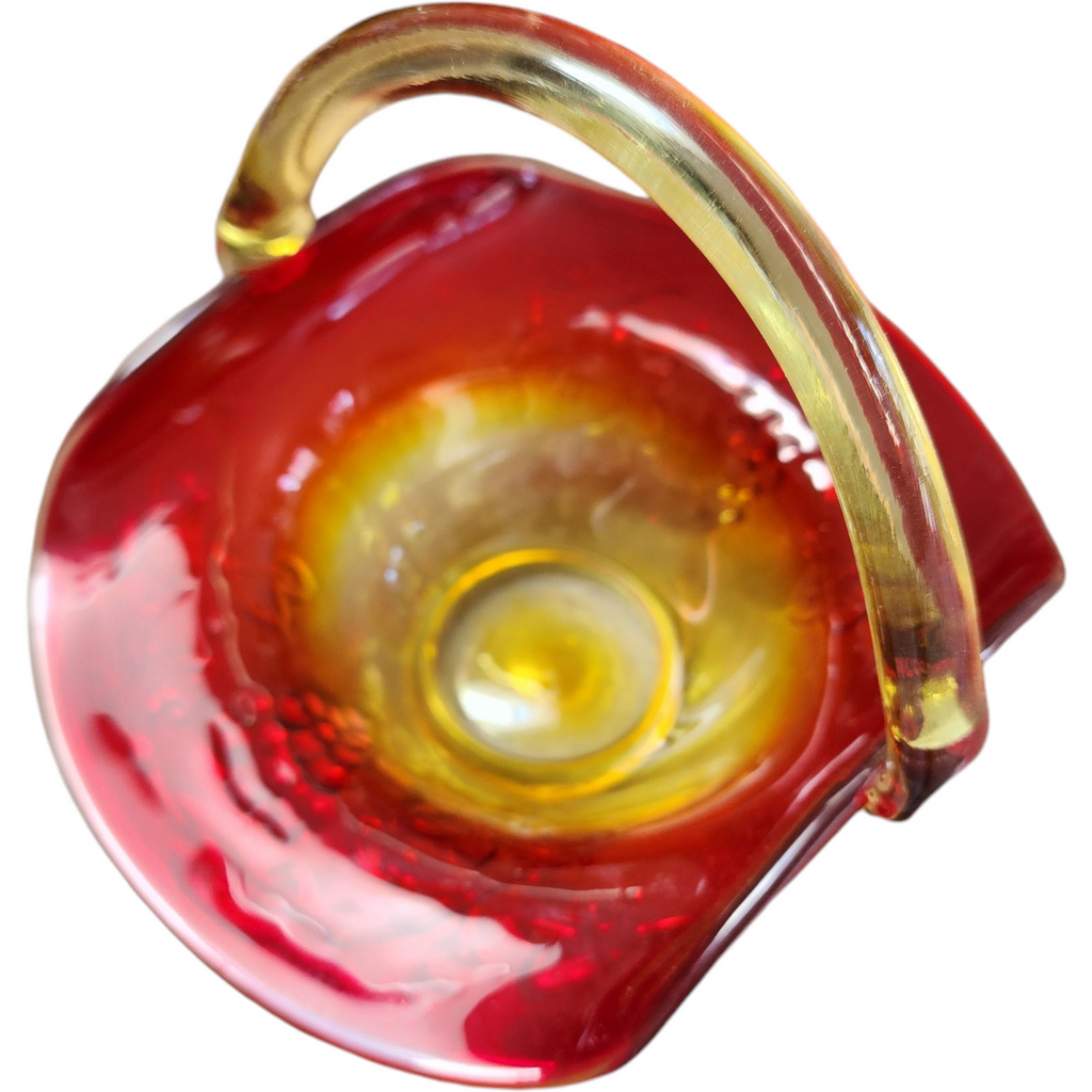 Kanawha Dunbar Hand Blown Amberina Glass Basket