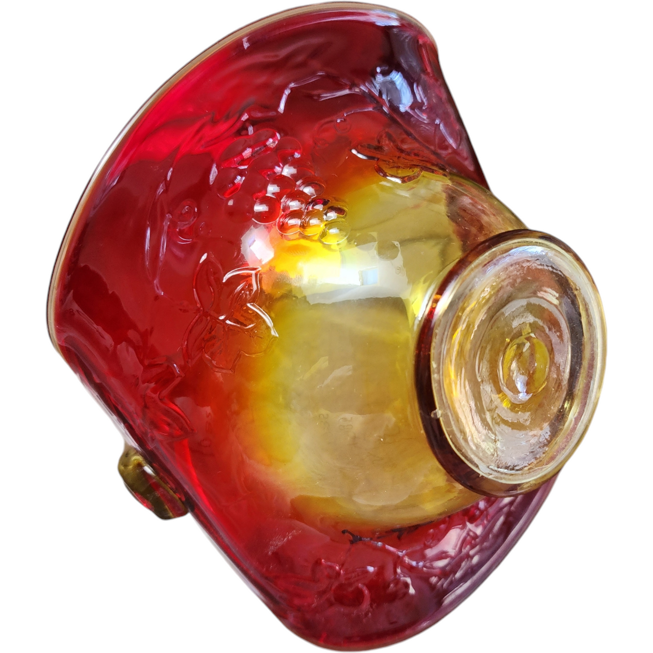 Kanawha Dunbar Hand Blown Amberina Glass Basket