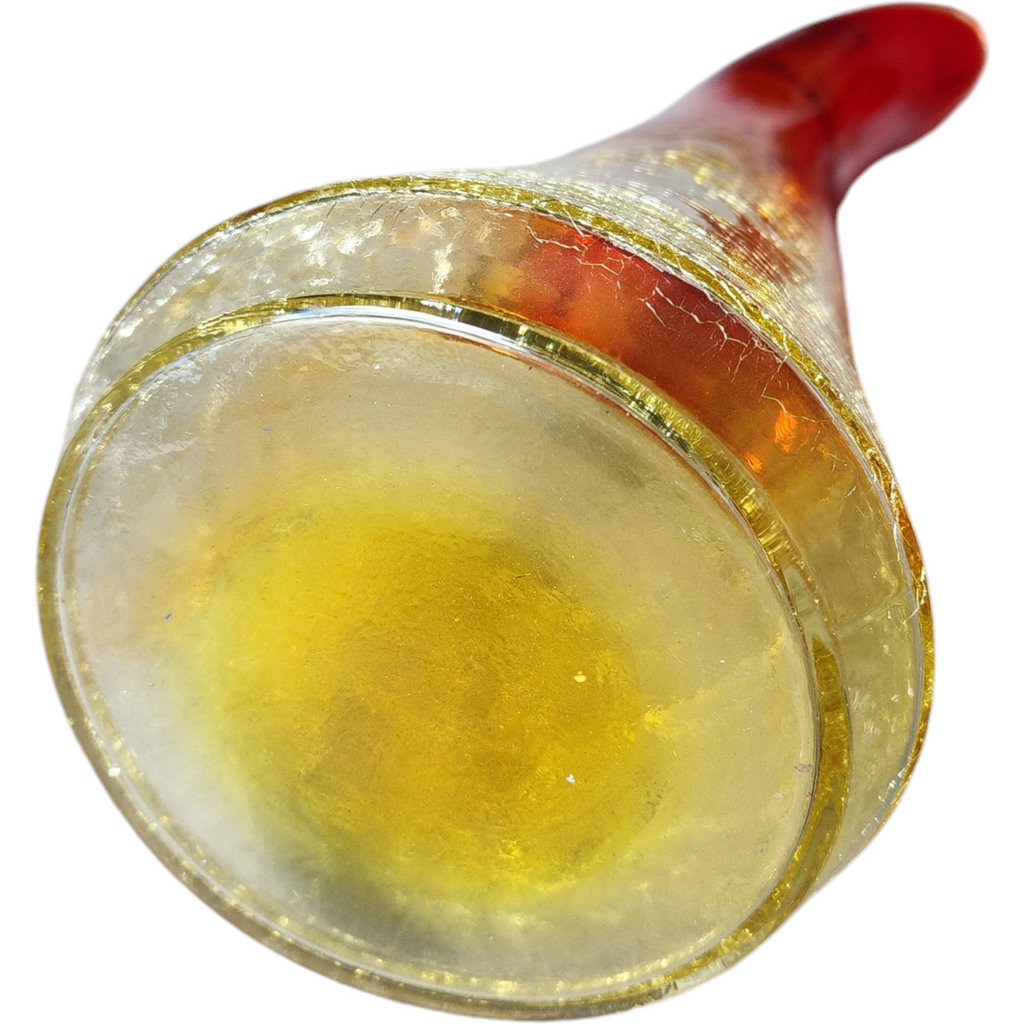 13" Kanawha Dunbar Hand Blown Amberina Crackled Glass Pitcher