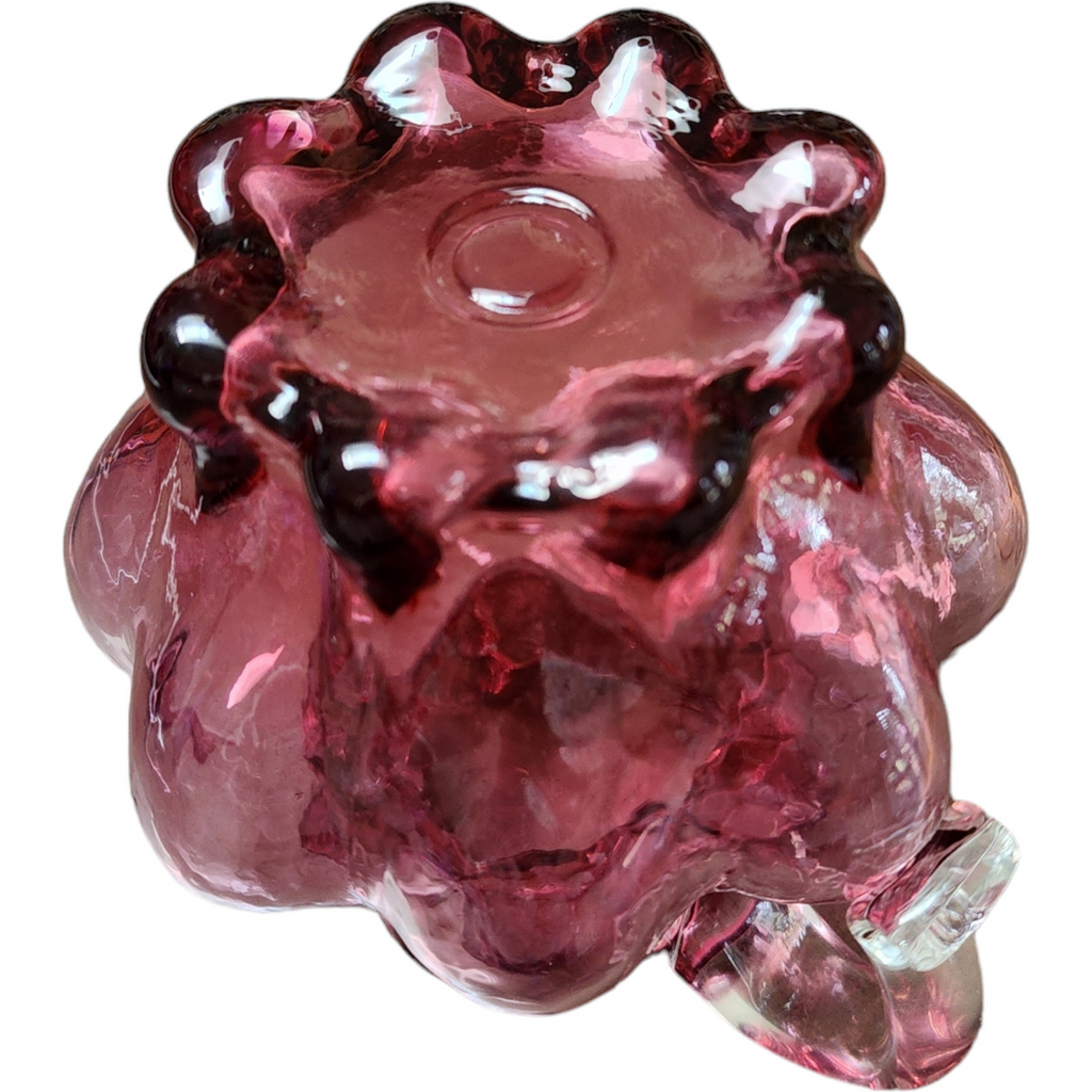 Kanawha Hand Blown Glass Cranberry Optic 5 Oz Pitcher