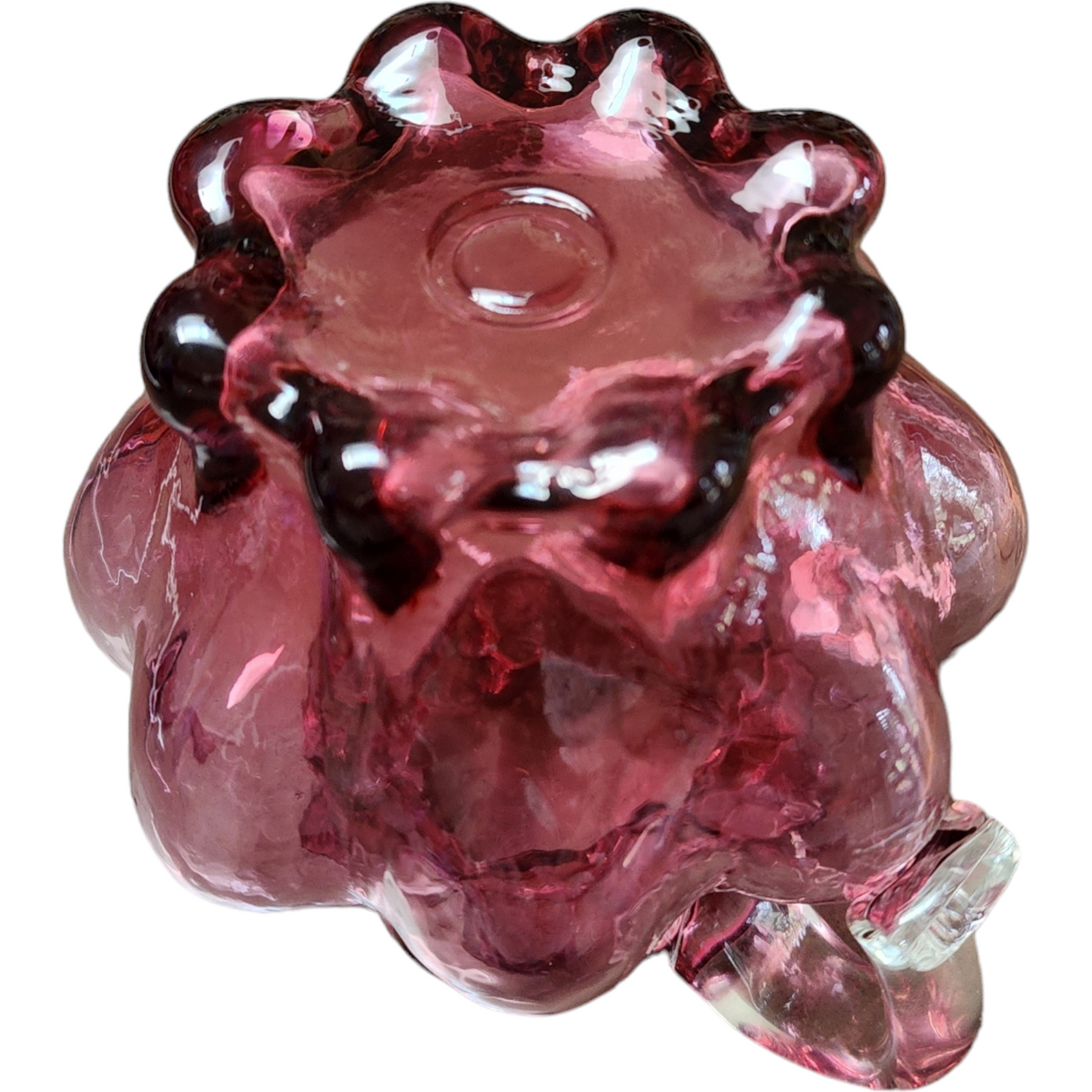 Kanawha Hand Blown Glass Cranberry Optic 5 Oz Pitcher