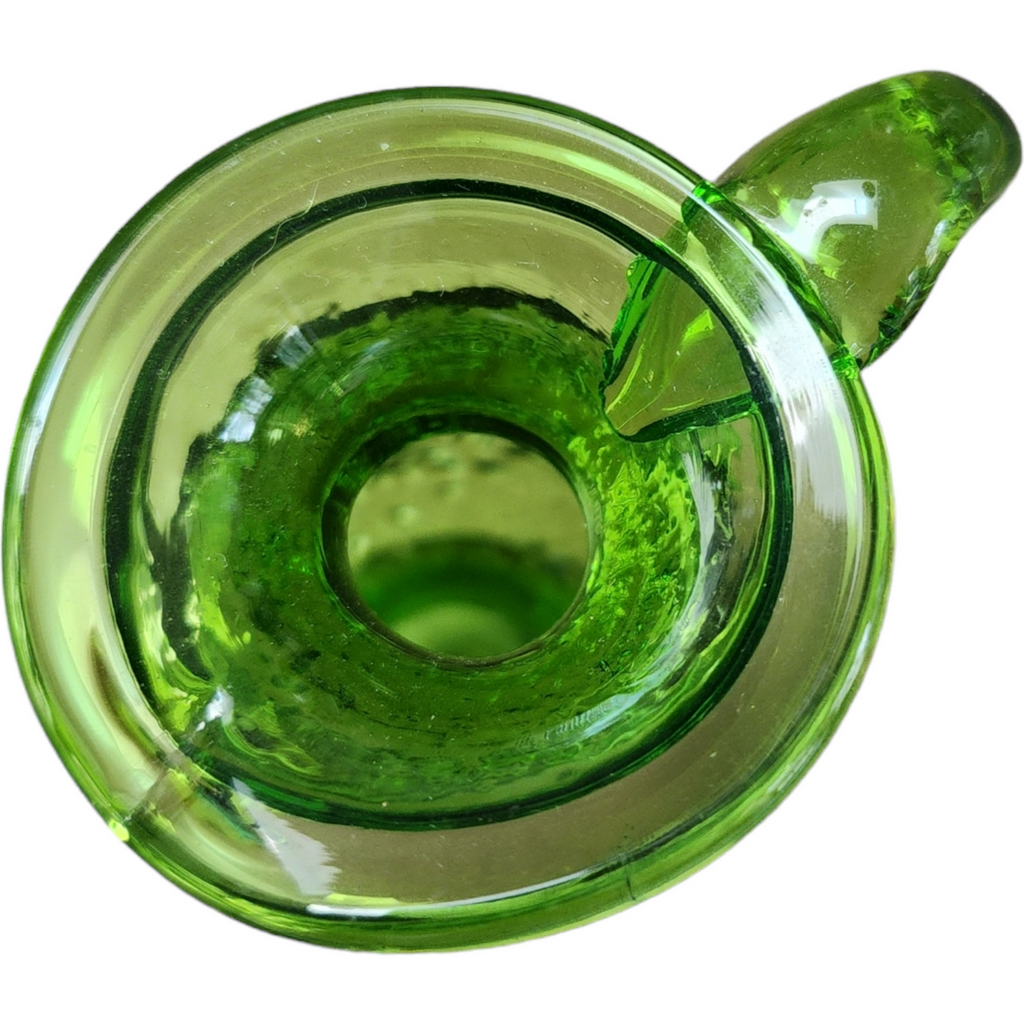 Kanawha Hand Blown Glass  Eagle Design Bicentennial Green 5 Oz Pitcher