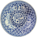 Kangxi Blue and White Asian Scene Porcelain Demitasse Sizing Saucer