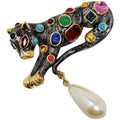 Kenneth Jay Lane Jeweled Leopard Brooch