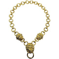 Kenneth Jay Lane Lion's Mark Doorknocker Chain Necklace