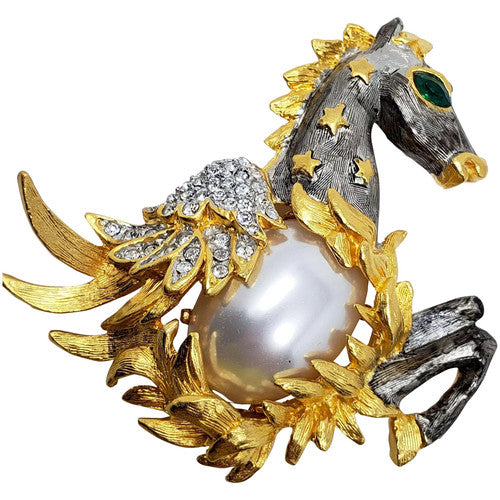 Kenneth Jay Lane Pegasus Horse Brooch
