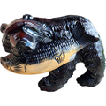 Kibori Kuma Wood Hand Carved Bear with Salmon Japan