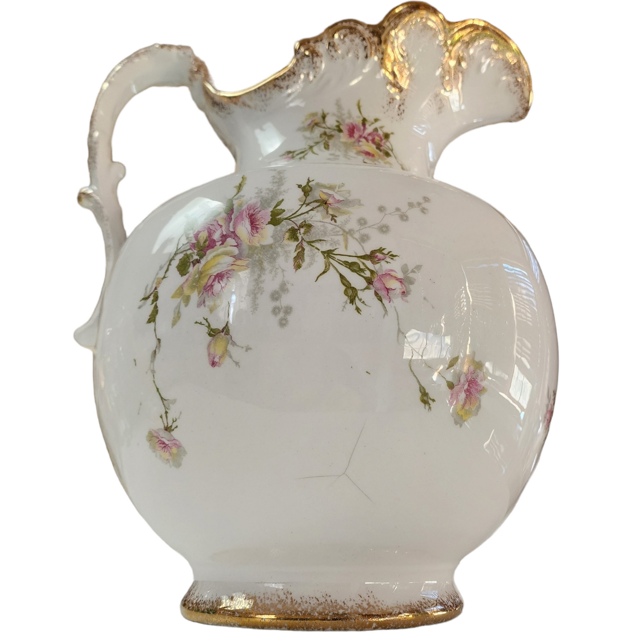 Knowles White Floral Porcelain Large Wash Stand Set Pitcher & Bowl