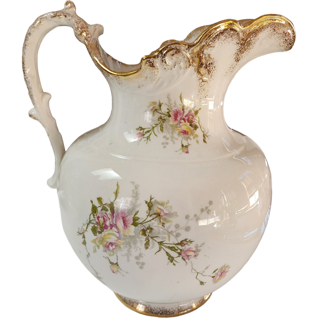 Knowles White Floral Porcelain Large Wash Stand Set Pitcher & Bowl