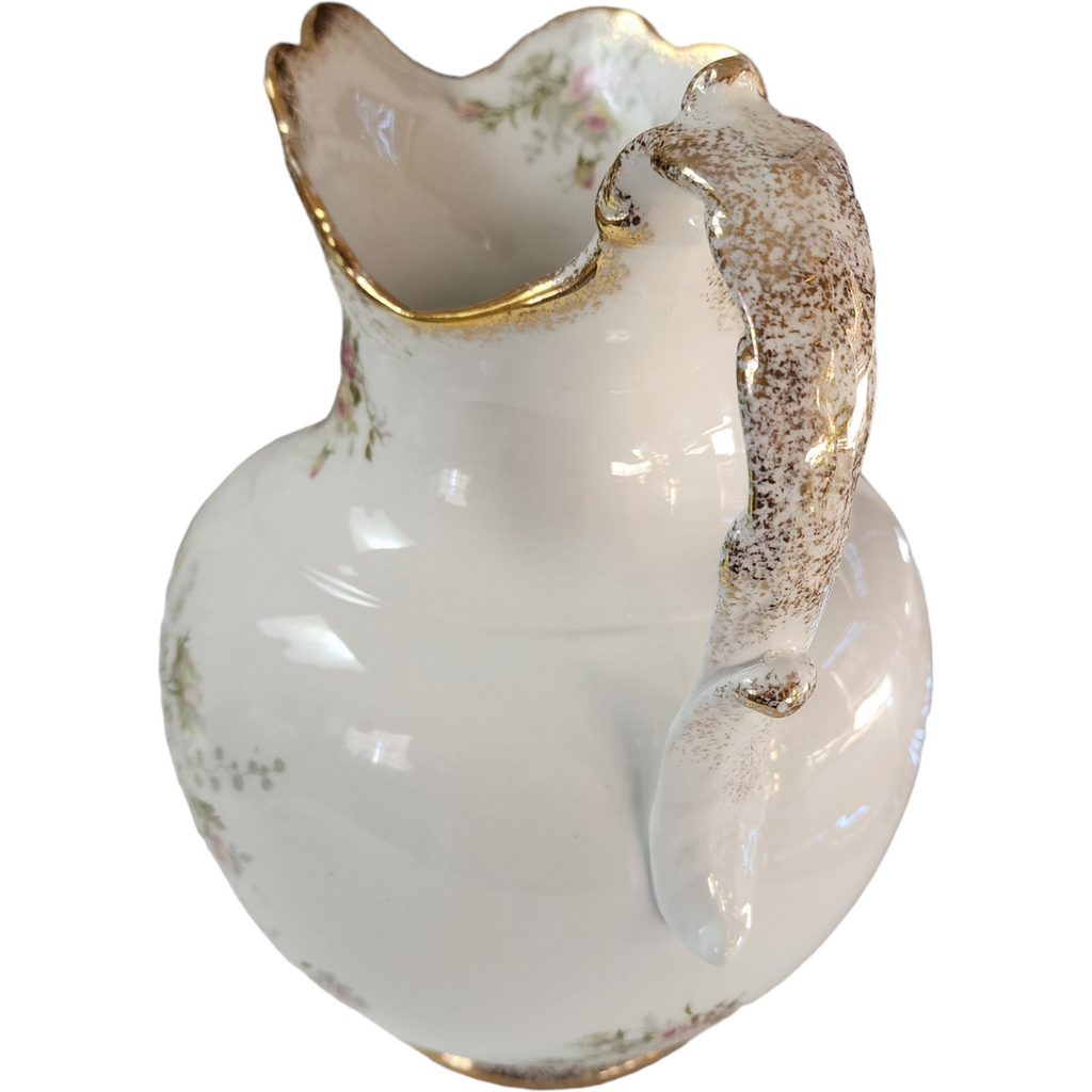 Knowles White Floral Porcelain Large Wash Stand Set Pitcher & Bowl