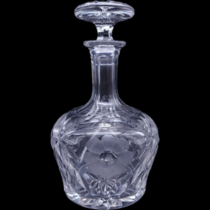 Kosta-Boda  Cut Floral Design Lead Crystal Glass Cordial Decanter & Stopper