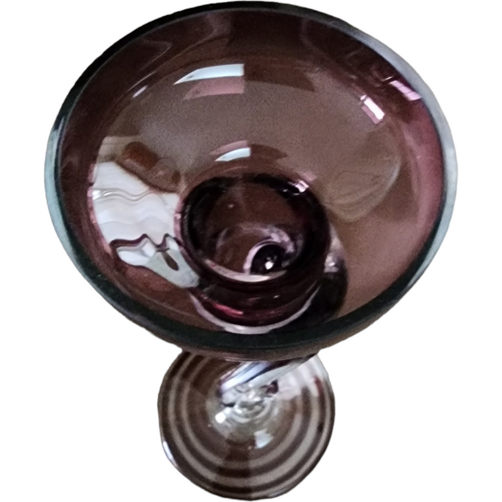 Krosno Amethyst Crystall Hand Blown Swirl Art Glass Candle Holder Poland