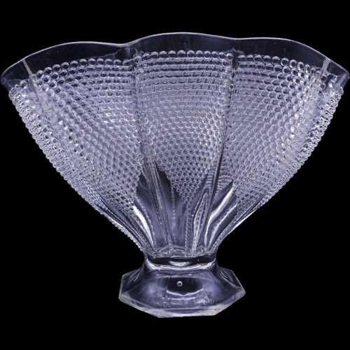 L.E. Smith Glass Clear Hobnail 1000 Eye Fan Vase