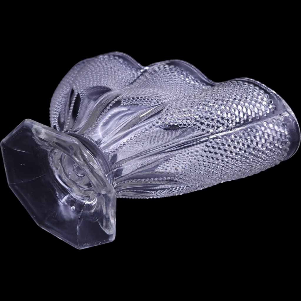 L.E. Smith Glass Clear Hobnail 1000 Eye Fan Vase