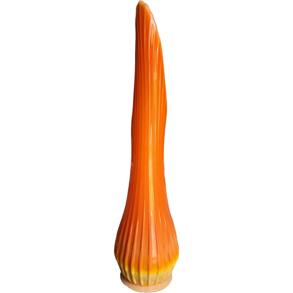 LE Smith Bittersweet Orange Swung Glass Ribbed Vase
