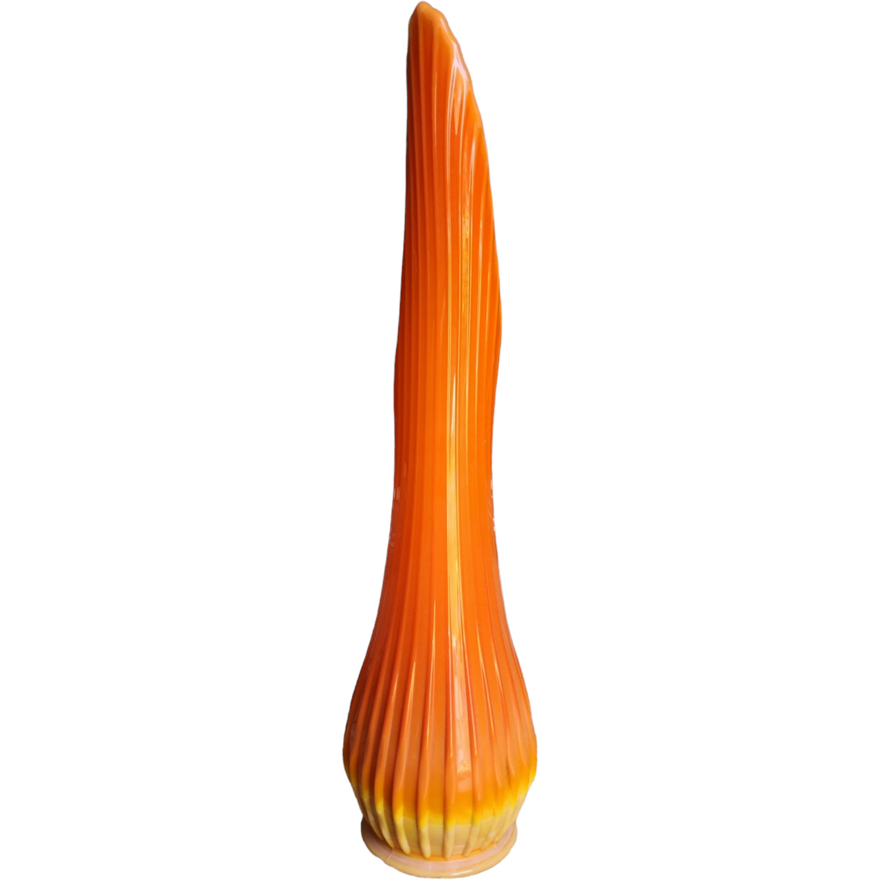 LE Smith Bittersweet Orange Swung Glass Ribbed Vase