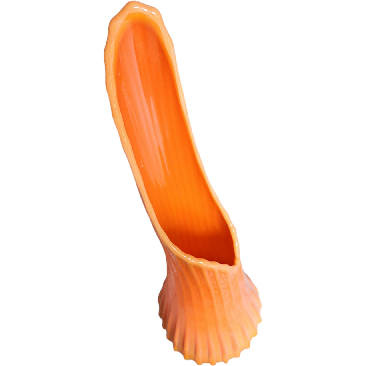 LE Smith Bittersweet Orange Swung Glass Ribbed Vase