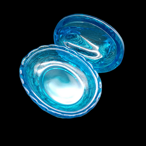 6" LE Smith Capri Blue Glass Hen on Nest Covered Dish