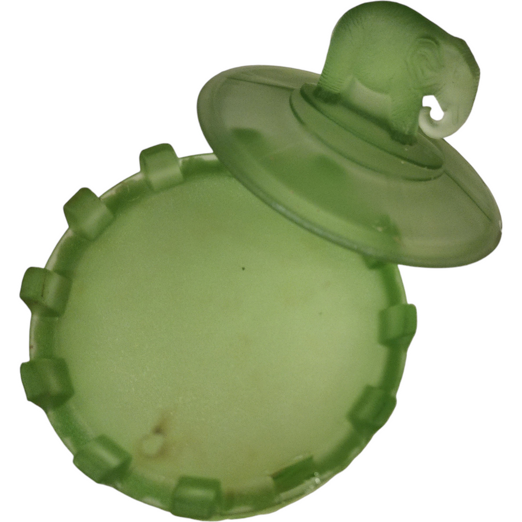 LE Smith Uranium Vaseline Glass Elephant Carousel Covered Dish