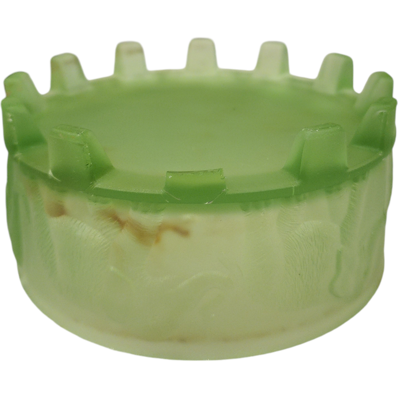 LE Smith Uranium Vaseline Glass Elephant Carousel Covered Dish