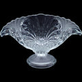 LIBS Glass of Bohemia Frosted and Clear Glass Shell Pedestal Centerpiece Bowl