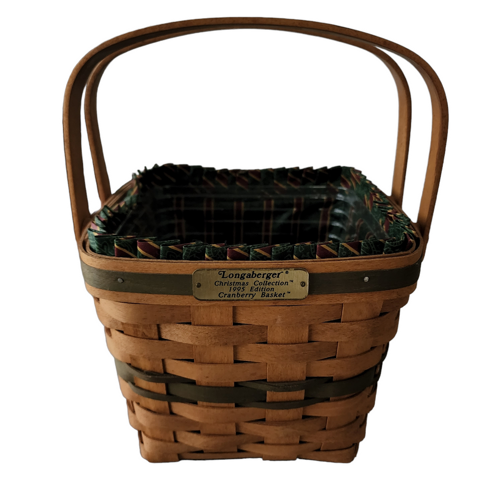 LONGABERGER Green Cranberry Basket with Liner and Protector