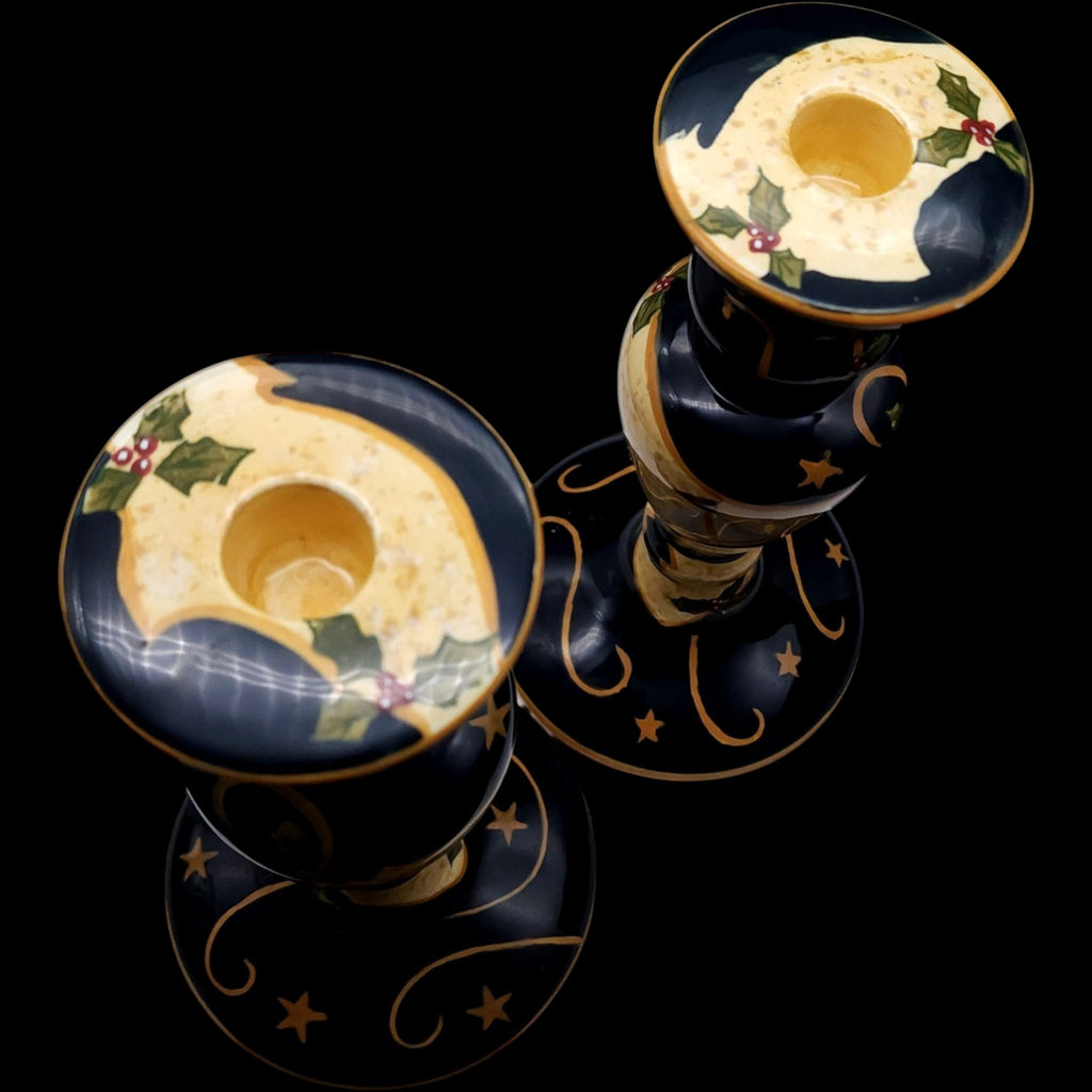 Lang The Night Before Christmas Candleholders Set of 2 Susan Winget Earthenware