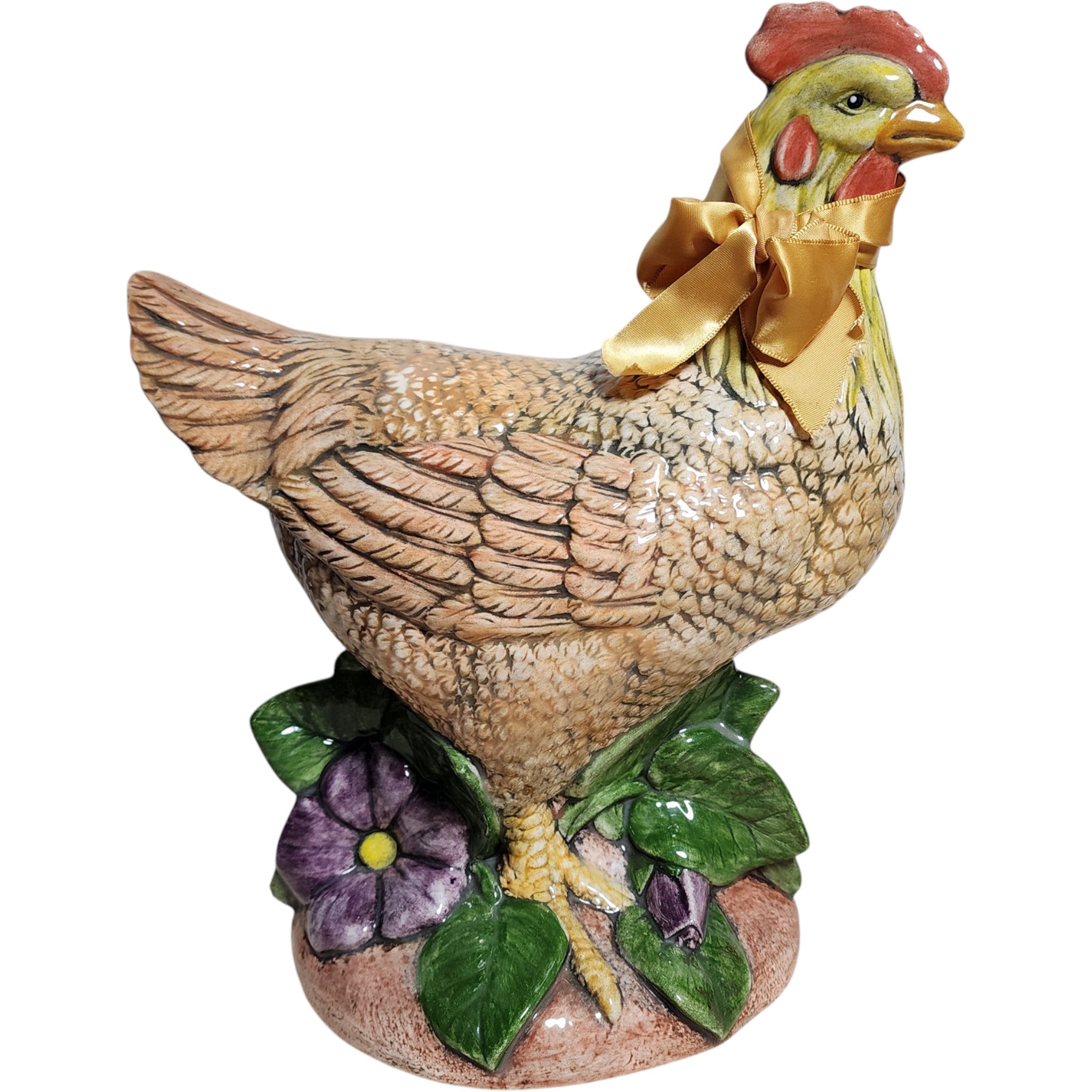 Large Vintage Hand-Painted Ceramic Hen Figurine 12 Tall