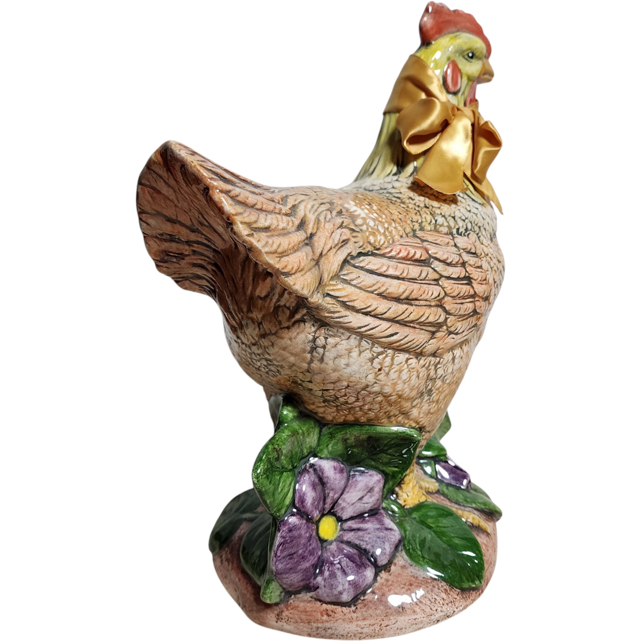 Large Vintage Hand-Painted Ceramic Hen Figurine 12 Tall