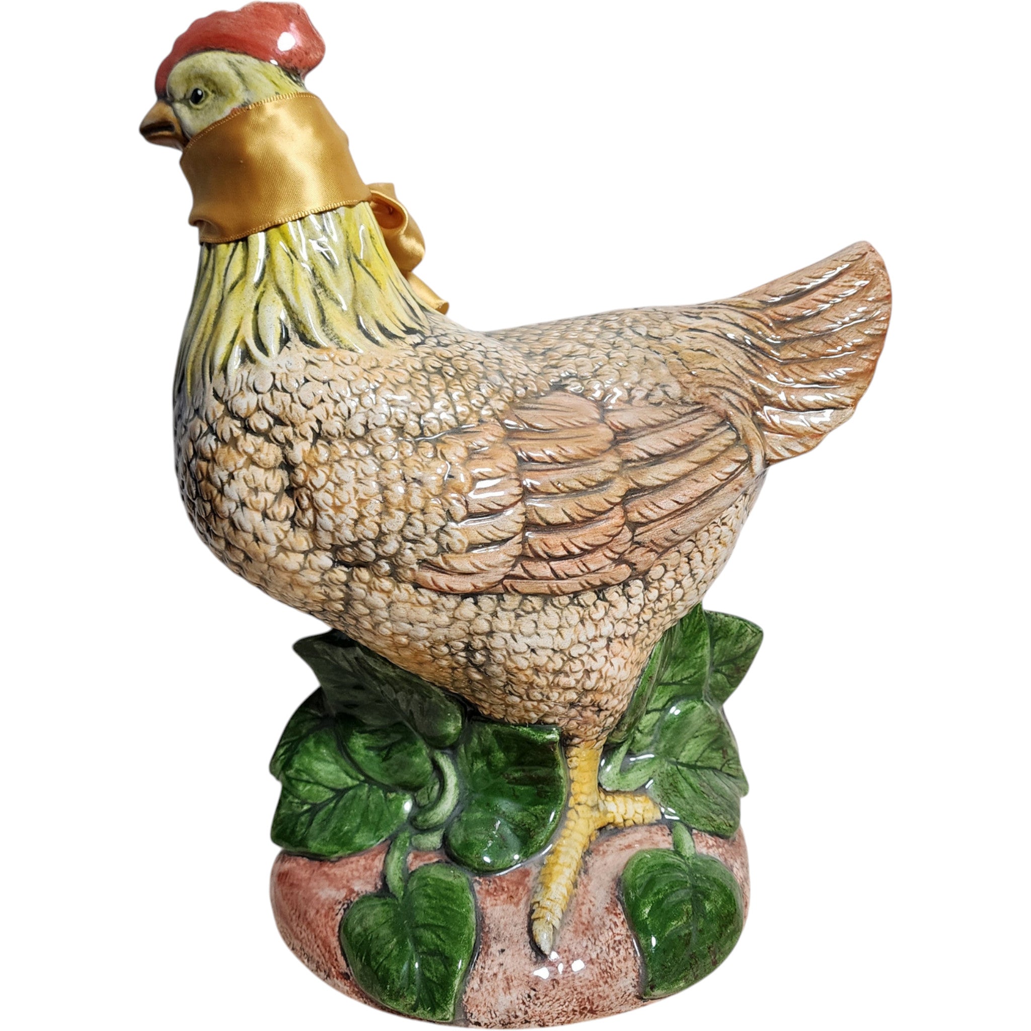 Large Vintage Hand-Painted Ceramic Hen Figurine 12 Tall