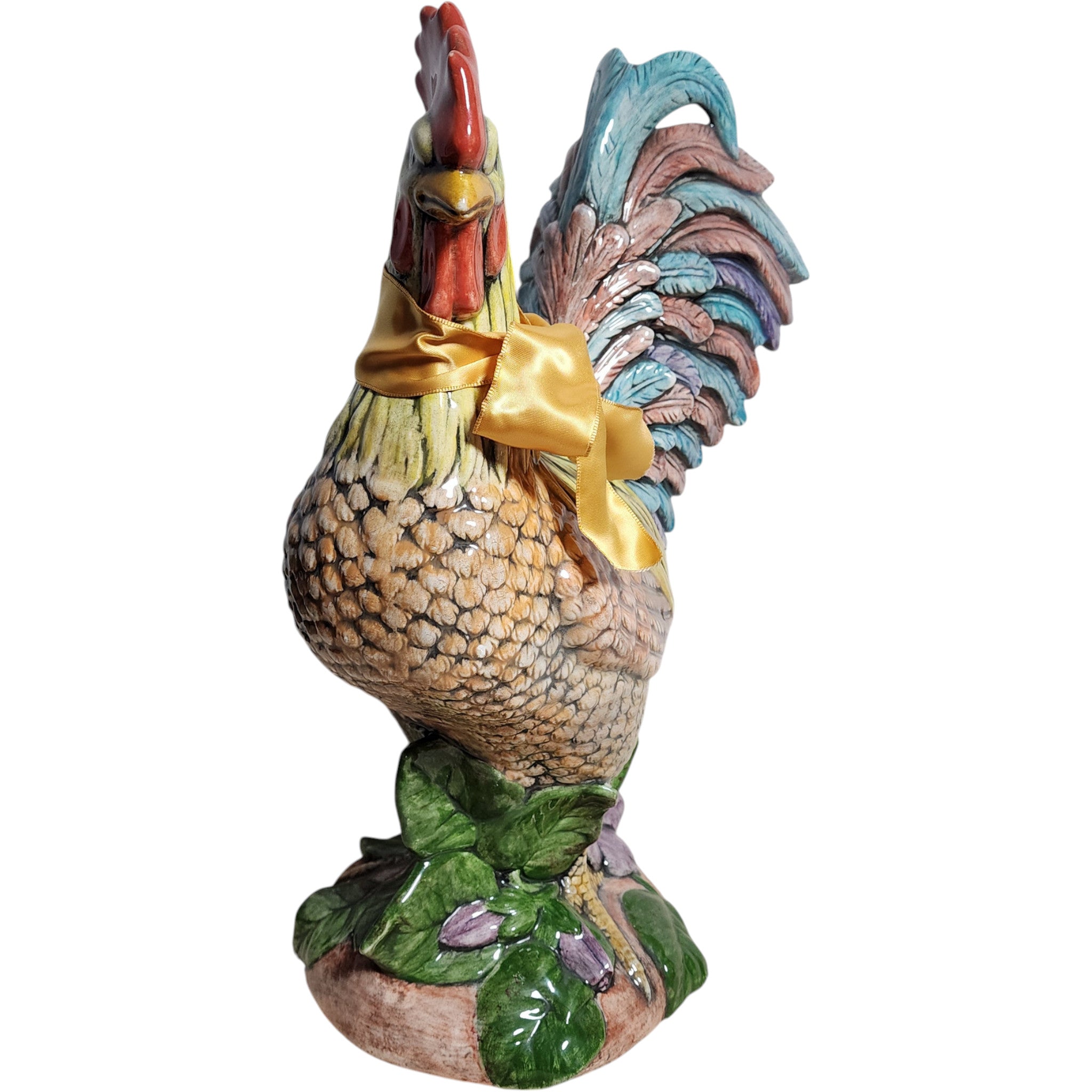 Large Vintage Hand-Painted Ceramic Rooster Figurine 16" Tall